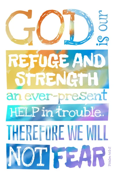 Dios es nuestro refugio y fortaleza (Salmo 46: 1-2) - Póster con Bibl — Foto de Stock