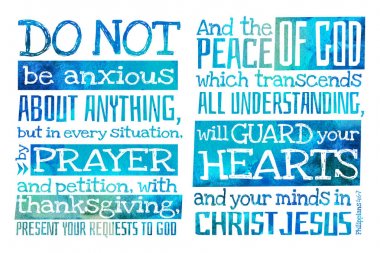 Hiçbir şey hakkında endişelenmeyin (Philippians 4:6-7) - Poster wi