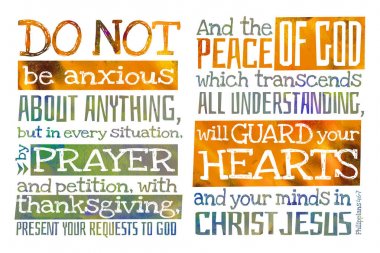 Hiçbir şey hakkında endişelenmeyin (Philippians 4:6-7) - Poster wi