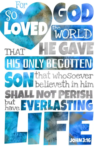 Denn Gott liebte die Welt so sehr (Joh 3,16) King James Version Stockbild