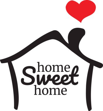 Home Sweet Home, vektör, yazım tasarımı, harf, tişört uygulaması, kitap illüstrasyonu, beyaz arka planda izole edilmiş Hristiyan poster tasarımı, duvar çıkartması, grafik tasarımı