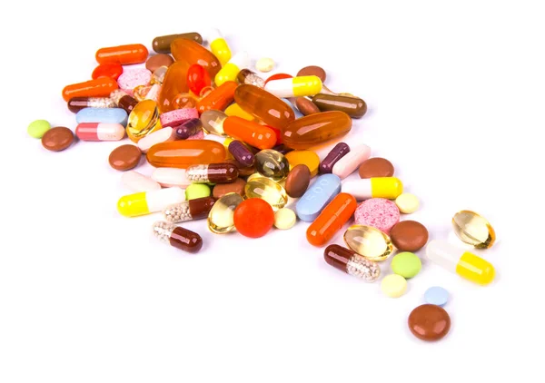 Kleurrijke Tabletten Met Capsules — Stockfoto