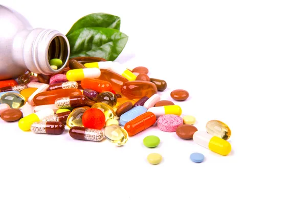 Kleurrijke Tabletten Met Capsules — Stockfoto
