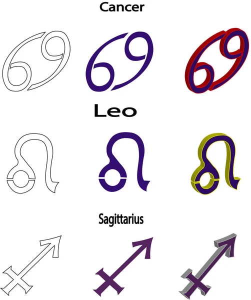 Zodiaque Signe Vecteur Zodiaque Horoscope Signes Astrologiques Zodiaque Icônes Brillantes — Image vectorielle