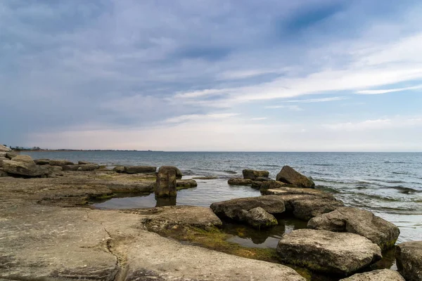 Quite Picturesque View Rocky Coastline Black Sea Cloudy Day — Stock Photo, Image