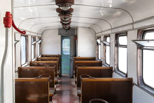 Interior Antigo Vagão Ferroviário Passageiros — Fotografia de Stock
