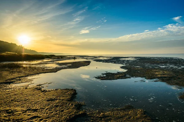 Sea Beautiful Expanse Blue Sky Clouds Sunlight Sunset Russia Azov — Stock Photo, Image