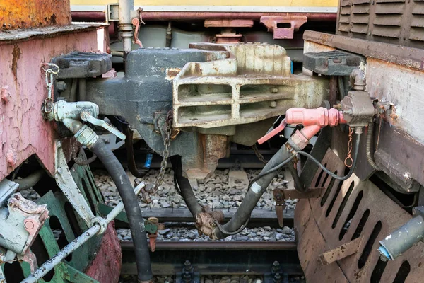 Oldtimer Kupplung Zwischen Den Eisenbahnwagen — Stockfoto