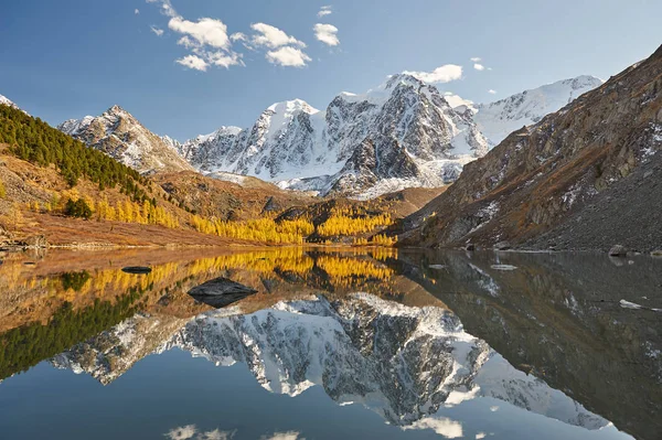 Lago Amarillo Brillante Montaña Del Otoño Rusia Siberia Montañas Altai — Foto de Stock