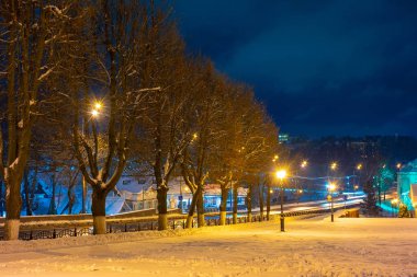 Moskova Bölgesi 12.12.2018.winter manzara Rus ilin doğası. Sergiev Posad yeni yıl