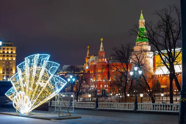 Stadt Moskau Weihnachtsinstallation Auf Dem Manegenplatz Alexandergarde — Stockfoto