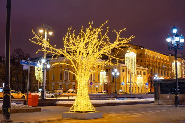Stadt Moskau Weihnachtsinstallation Auf Dem Manegenplatz Russland 2019 — Stockfoto