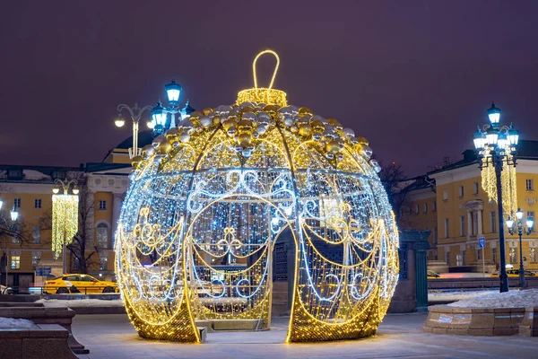 City the Moscow .Christmas installation at the Manege square, Russia.2019