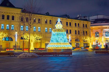 Şehir Moskova. Noel yükleme, Zaryadye Park, Russia.2019