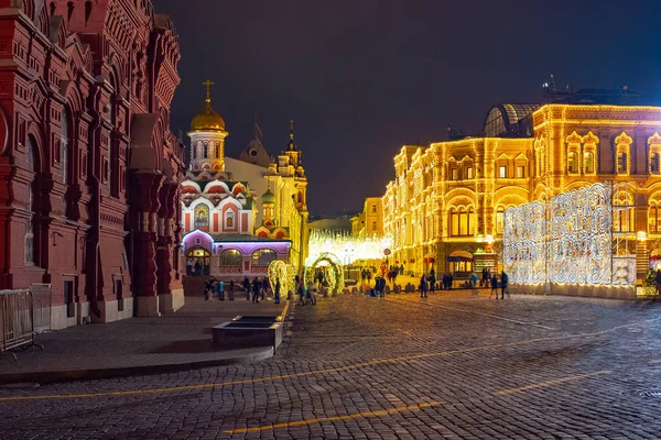 Stadt Die Moskauer Kasan Kathedrale Auf Dem Hintergrund Von Gum — Stockfoto
