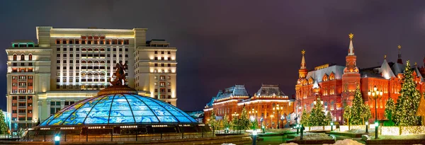 Stadt Moskau Weihnachtsinstallation Auf Dem Manegenplatz Russland 2019 — Stockfoto