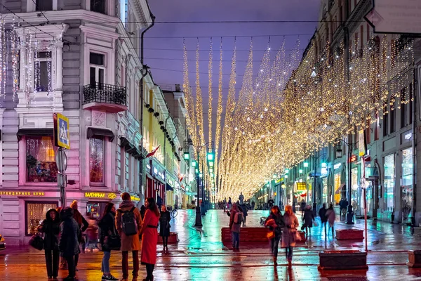 City Moscow Night View Kamergersky Lane Russia 2019 — Fotografia de Stock