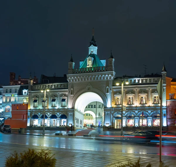 Città Passaggio Mosca Tretyakov Vista Notturna Della Città Russia 2019 — Foto Stock