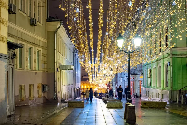 Cidade Moscovo Vista Noturna Kuznetsky Maioria Das Ruas Russia 2019 — Fotografia de Stock