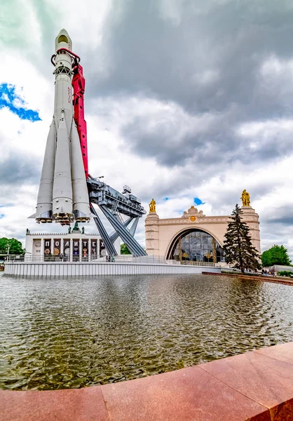 Şehir Moskova Çeşme Taşı Sovyet Döneminin Ana Çeşmeden Biridir Rusya — Stok fotoğraf