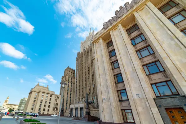 Stadt Moskau Ansicht Des Außenministeriums Smolenskaya Sennaya Square Russia 2019 — Stockfoto