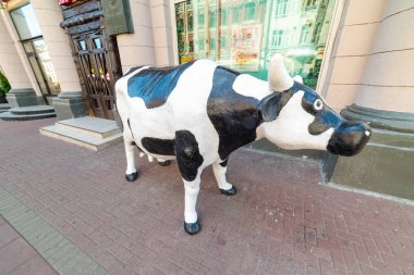 Şehir Moskova .Arbat görünümü Moscow.Mu Mu en eski caddelerinden biridir,Cafe,Rusya.2019