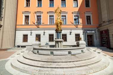 Moskova Şehri Devlet Akademik Tiyatrosu'nun binasının manzarası. Evg. Vakhtangov, Moskova'da.Rusya.2019