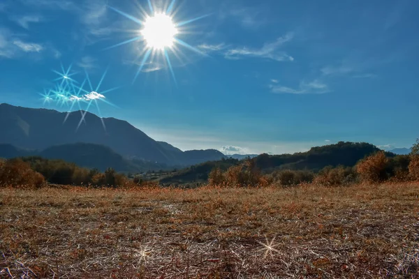 sun shining on the valley in Atina,Italy