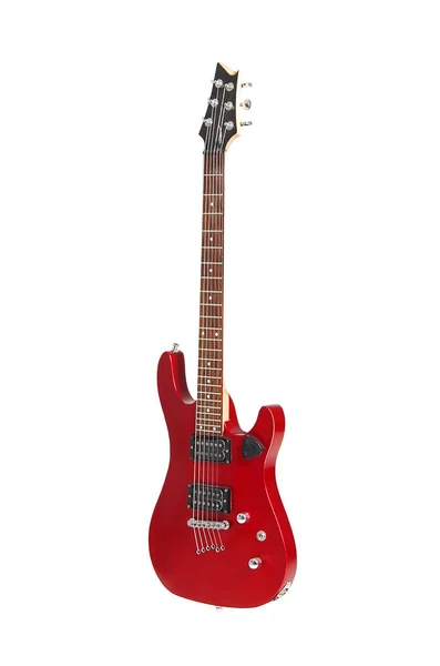 Beyaz arkaplanda kırmızı elektro gitar