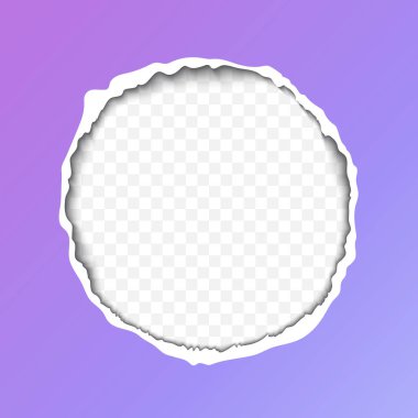 Vektör gerçekçi çizimi ile gölge, yuvarlak yırtık kağıt şeklinde delik