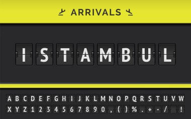 Vektör uçuş varış noktasını Asya İstanbul Havaalanı flip kurulu yazı tipi tarafından
