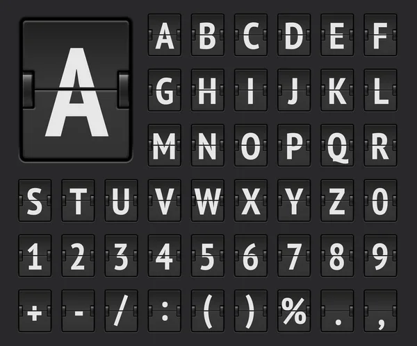 Zwarte Terminal Mechanische Scorebord Lettertype Met Getallen Weer Geven Van — Stockvector