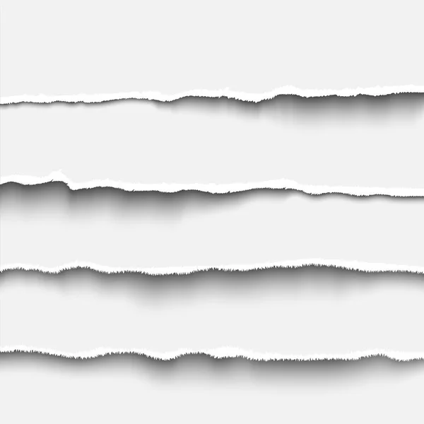 Modello di illustrazione vettoriale di striscia di carta strappata, bordi di carta strappati — Vettoriale Stock