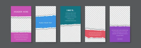 Instagram historia plantilla vector conjunto con espacio para texto — Vector de stock