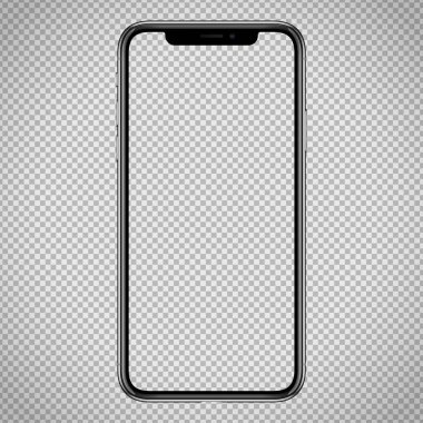 web arayüzü için yeni vektör Smartphone şablonu, uygulama demo mockup. Saydam arka da çerçeve ve boş ekran yok