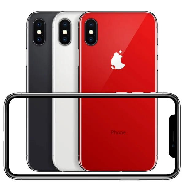 Новый передняя рамка телефона и красный, белый, черный задней стороны вектор на белом фоне — стоковый вектор