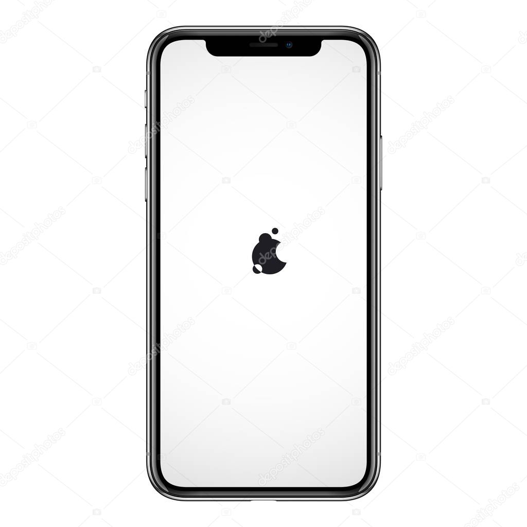 Vector smartphone similar to iphone. Phone template with no frames and blank screen.