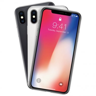 yeni telefon X ön çerçeve ve beyaz, siyah arka yanlar beyaz arka plan üzerinde izole bir fan vektörü toplandı