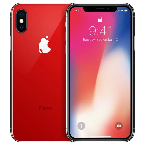 Новый смартфон передняя рамка и продукт красный боковой вектор eps10 изолированы на белом фоне — стоковый вектор