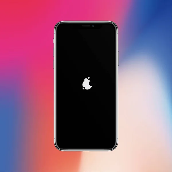 Activar la pantalla del teléfono inteligente similar a iphon X sobre un hermoso fondo de color — Vector de stock