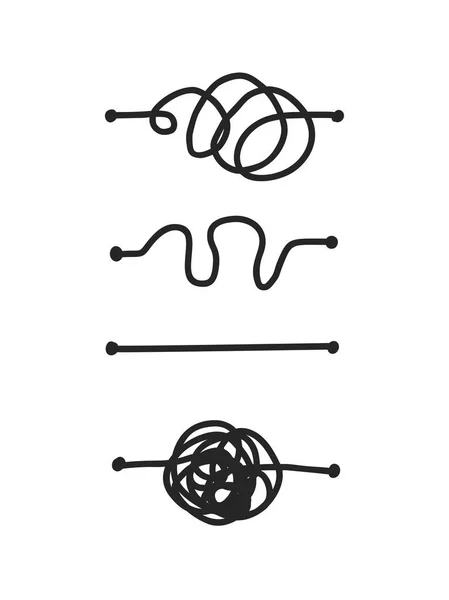 Chaotische Linie wie harter und einfacher Weg Doodle-Vektor — Stockvektor