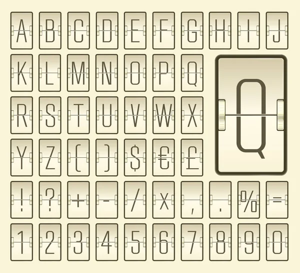 Aeroporto flip board alfabeto per la partenza del volo o informazioni di arrivo mostrando. Illustrazione vettoriale — Vettoriale Stock