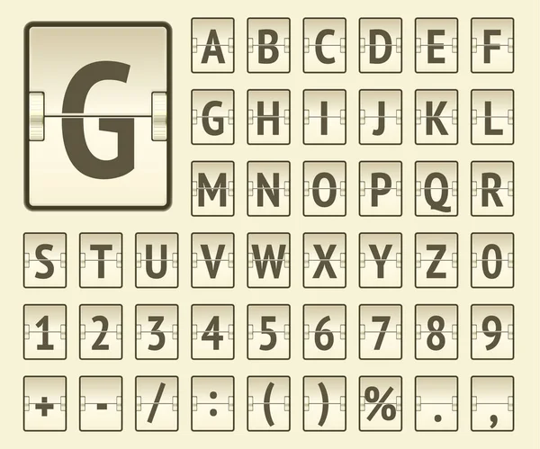Μπεζ τερματικό μηχανικό πίνακα αποτελεσμάτων κανονική γραμματοσειρά με αριθμούς για να εμφανίσετε την απεικόνιση φορέα προορισμού και χρονοδιαγράμματος — Διανυσματικό Αρχείο