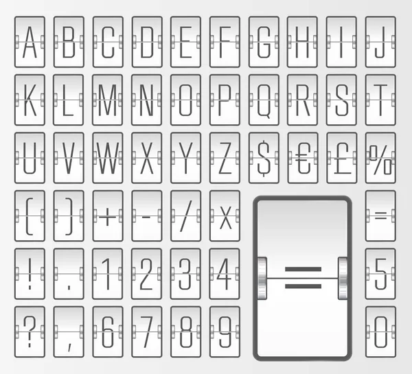 Havaalanı uçuş kalkış bilgileri gösteren beyaz tahta alfabesi çevirmek. Vektör çizimi — Stok Vektör