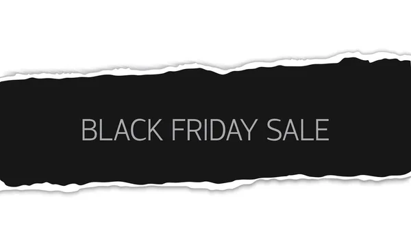 Black Friday sale banner with piece of torn sheet of black paper — Stock Vector