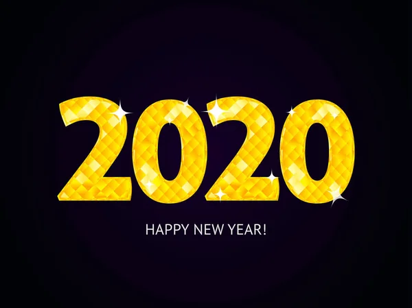 Happy new year 2020 diamond numbers concept typography — Stock Vector