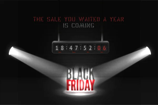 Black friday countdown vector banner template for black friday — Stock Vector