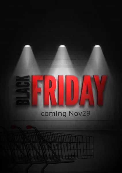 Black friday soon dark vector poster template — Stock Vector