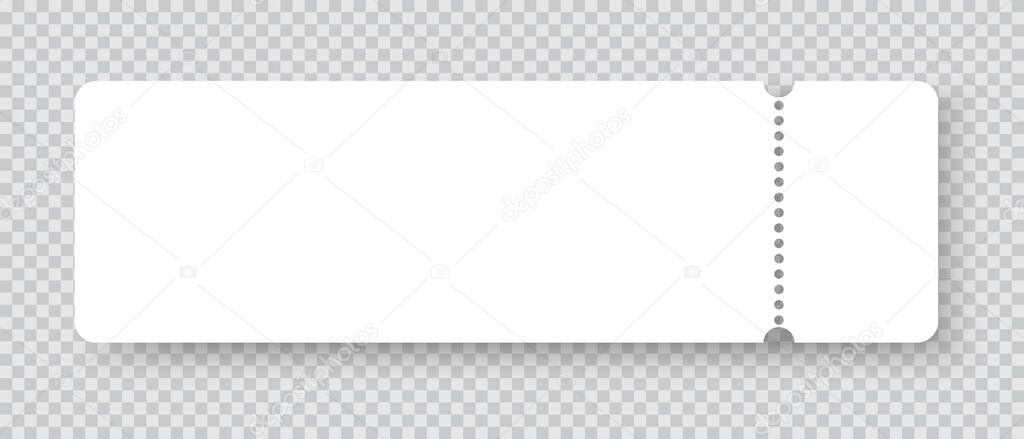 White blank ticket mockup realistic vector isolated on gray background