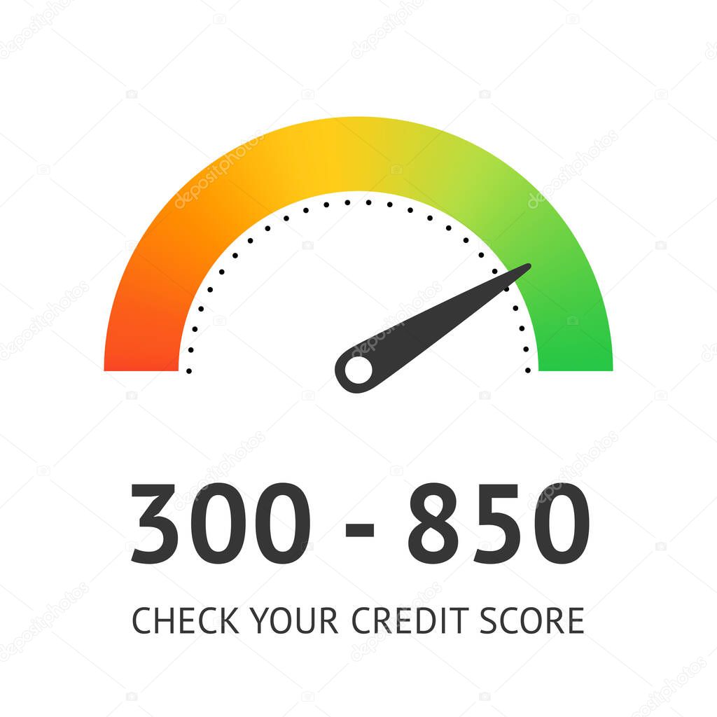 Credit score scale concept flat vector illustration